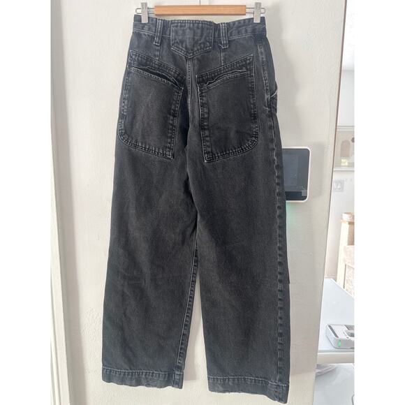 Zara Cargo Utility Belted Denim Jeans High Rise Wide Gray Sz2 belt not included - Picture 12 of 16